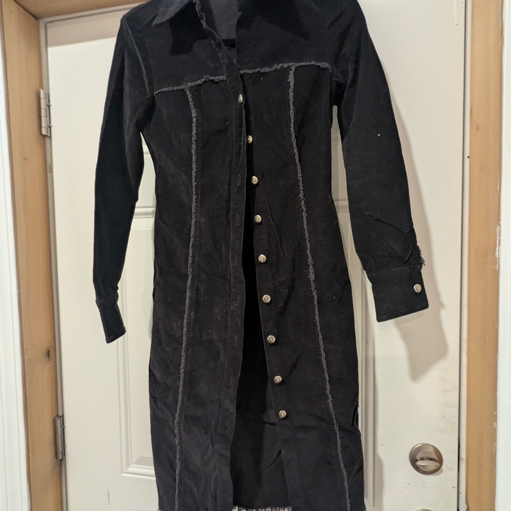 Black Button-Up Long Sleeve Dress